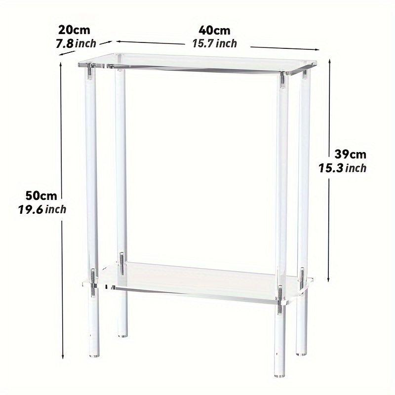 Akryl Lite Sidebord med Firkantet Ben Lite Nattbord Sengebord 2-Etasjes Klart Endebord for Stue, Soverom