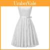 Elegante Vestito Retro Girocollo Senza Maniche con Cuciture in Pizzo, Cintura Larga e Gonna Svasata Aderente