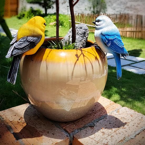 Planter Fuglefigur Resin Hagefuglstatue med Klør Blomsterpottedekor Papegøyestatue for Bonsai Hjemmedekor Gårdskunst