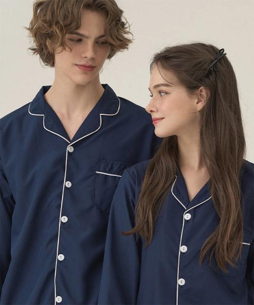 

[Dossy] Silk Fit Essential Long Sleeve Couple Pajama Set [Shipped from Korea] 100% Authentic Ivory XL