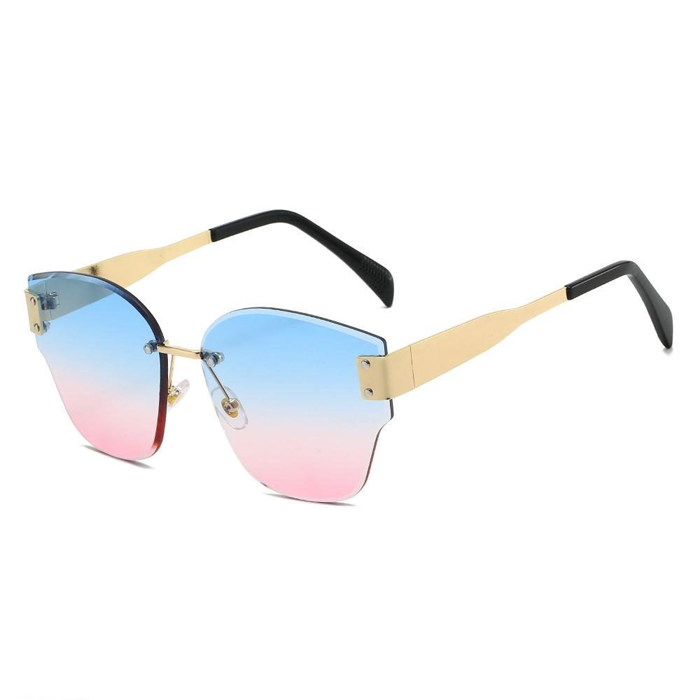 

New Luxury Frameless Gradient Rectangular Women Sunglasses Personality Trend Metal Frame Design Men Sunshade Glasses UV400 as picture