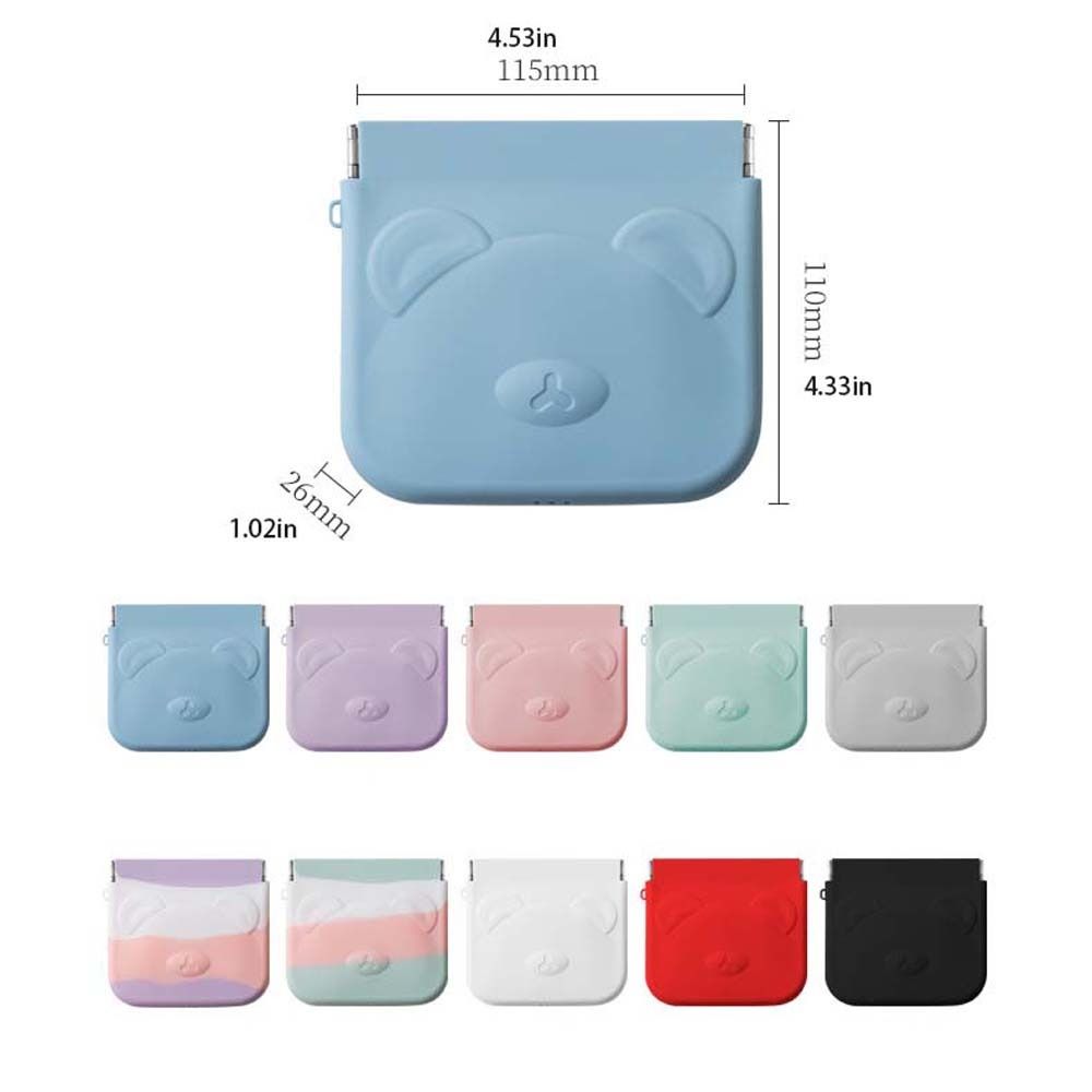 Solid Color Self-closing Lipstick Bag Cartoon Animal Mini Square Makeup Bag  Outdoor