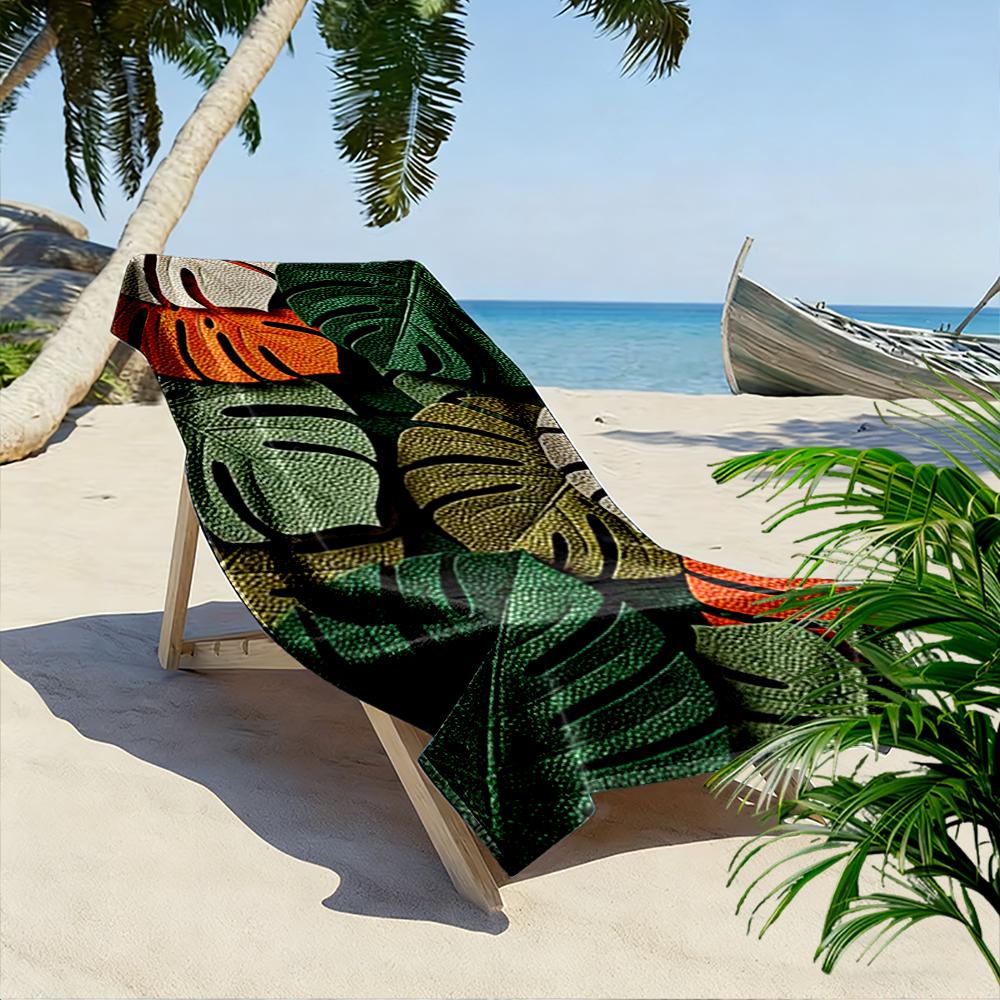Tropical Leaf Pattern Beach Towel Beach towel quick-drying for travel outdoor sports jogging beach and swimming