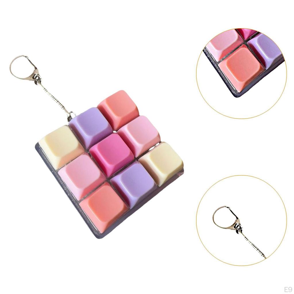 Fidget Keychain Mechanical Key Button 9-Button for Office Home Gift Birthday Drive Away