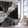 Gold Black Marble Shower Curtain, Luxury Abstract Grey Design, Modern Fabric Bath Set with Hooks