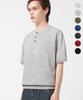 TRILLION Washable Linen Crop Henley Neck Short Sleeve Knit_7Color (C Type)