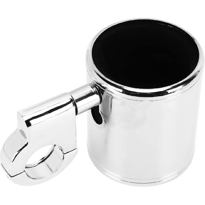 Motorcycle Cup Holder, Motorcycle Handlebar Cup Holder Chrome Adjustable Universal for ATV 22‑32mm Handle