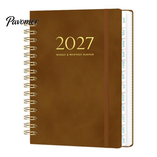 Agenda Appuntamenti A5 2027 Planner Settimanale Spiralato, Calendario Settimanale 365 Giorni con Organizer Copertina Rigida Elastico, 140 Pagine Carta Spessa