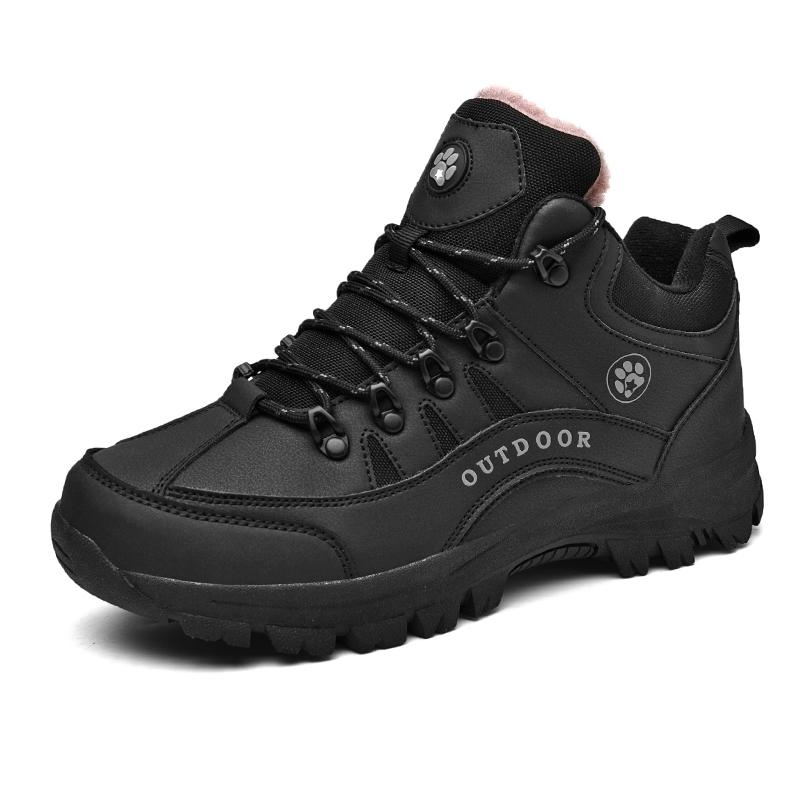 Outdoor Hiking Shoes Mid-top Men Boots Plush Breathable Women Shoes Wear-resistant Lace-up Men Casual Sports Shoes Women