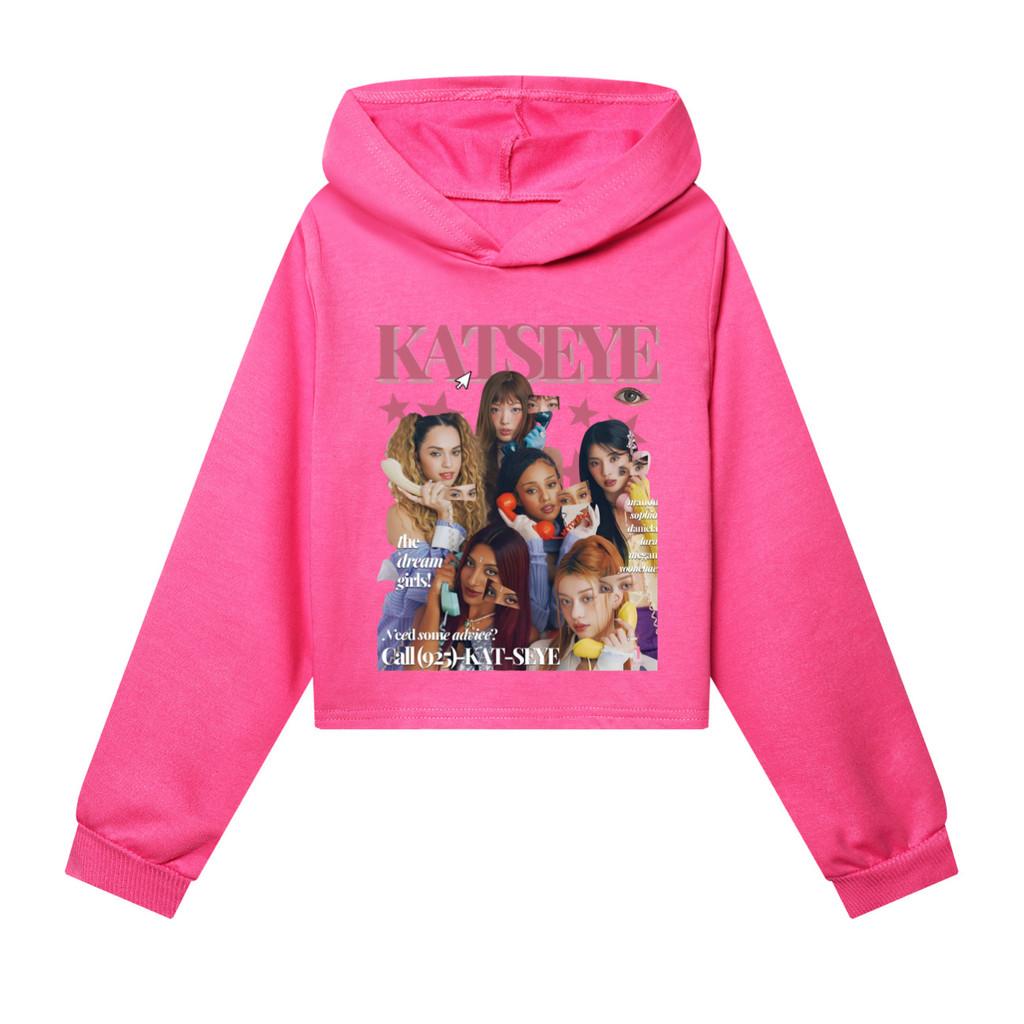 5303 Hanorac cu glugă pentru copii fete KATSEYE imprimat de exterior cu mâneci lungi