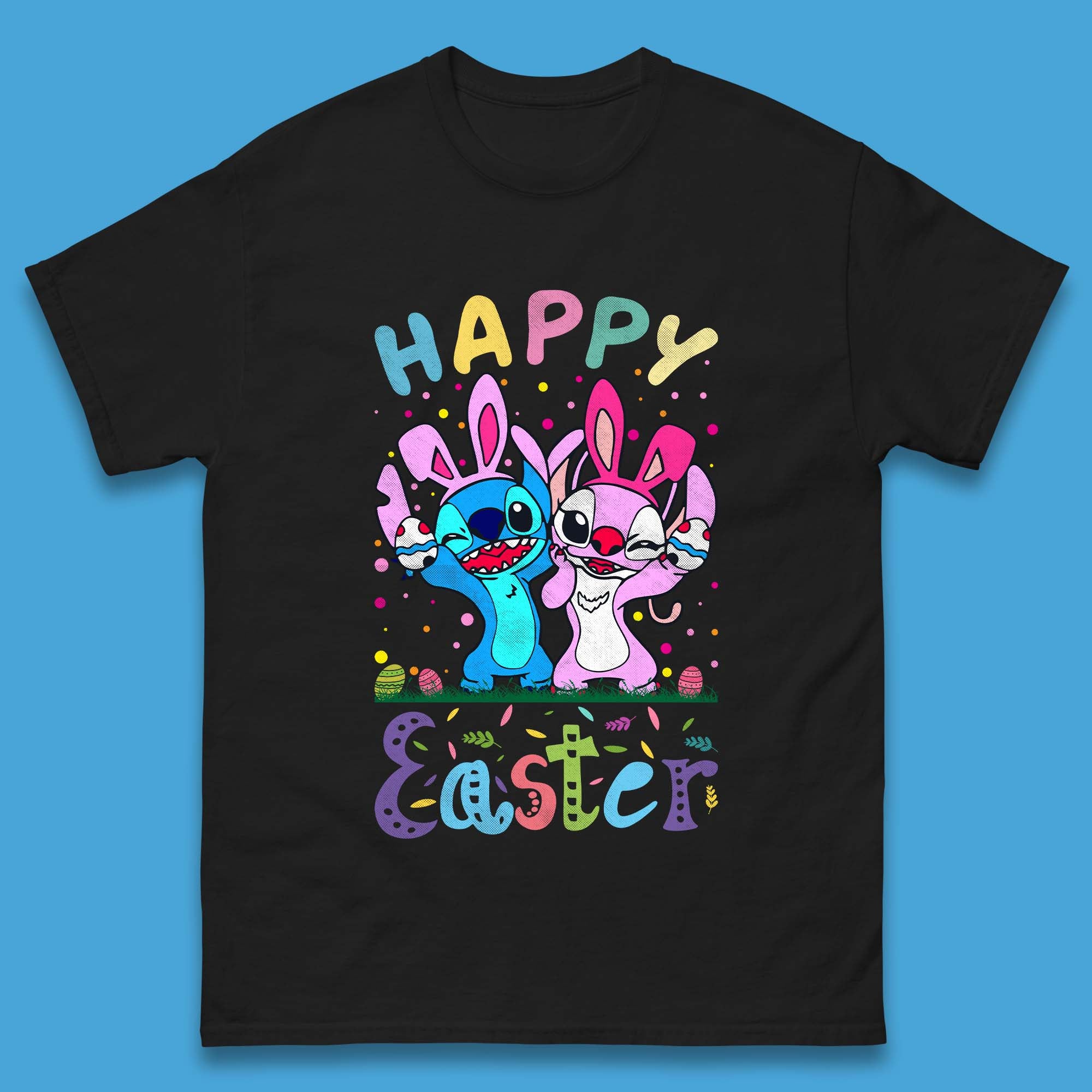 Happy Easter Stitch Mens T-Shirt Womens Tops Tees 4XL