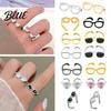 Glasses Ring Couple Finger Mini Adjustable Sparkling Rhinestone Encrusted Fingertip