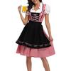 Adults Women's Oktoberfest Costume German Bavarian Beer Outfits Dirndl Dress Apron Bows Ribbon for Halloween Party