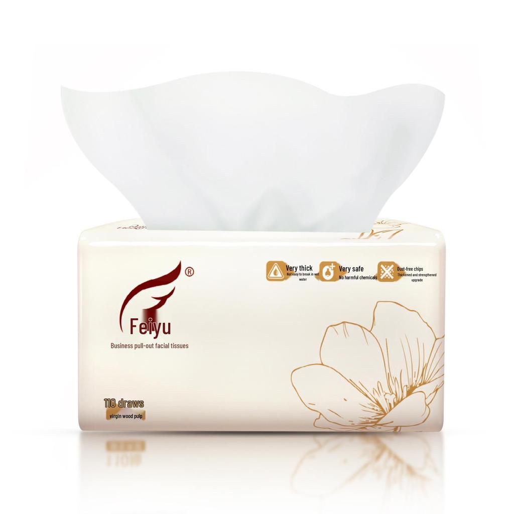 Feiyu 3-Ply Facial Tissue, 110 Sheets, 96 Packs - Ideal for Hotels, Small Paper Hand Towels, and Facial Use (F7190N).