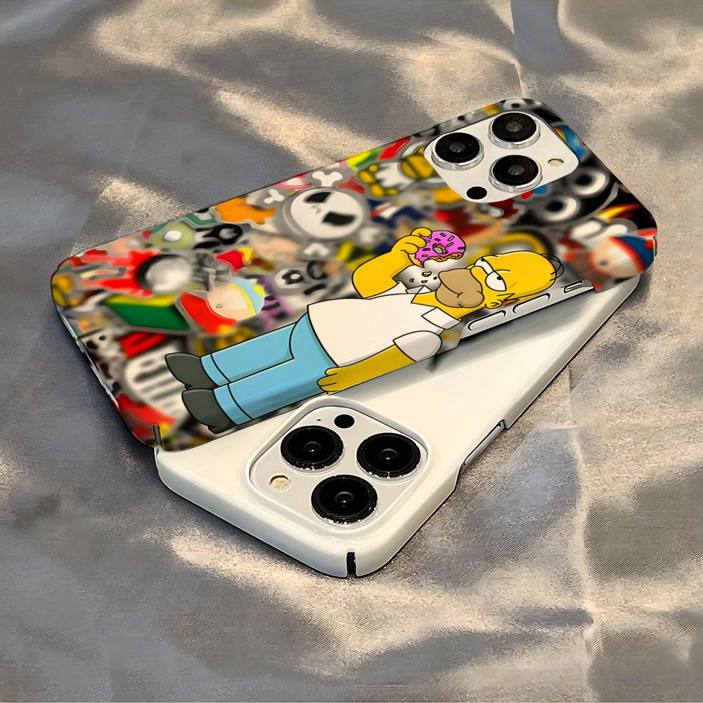 Disney Funny Cartoon Homer Simpson Family Phone Case Luxury For IPhone 16 15 14 13 12 11 Plus Pro Max Mini Glossy HD Hard Film S