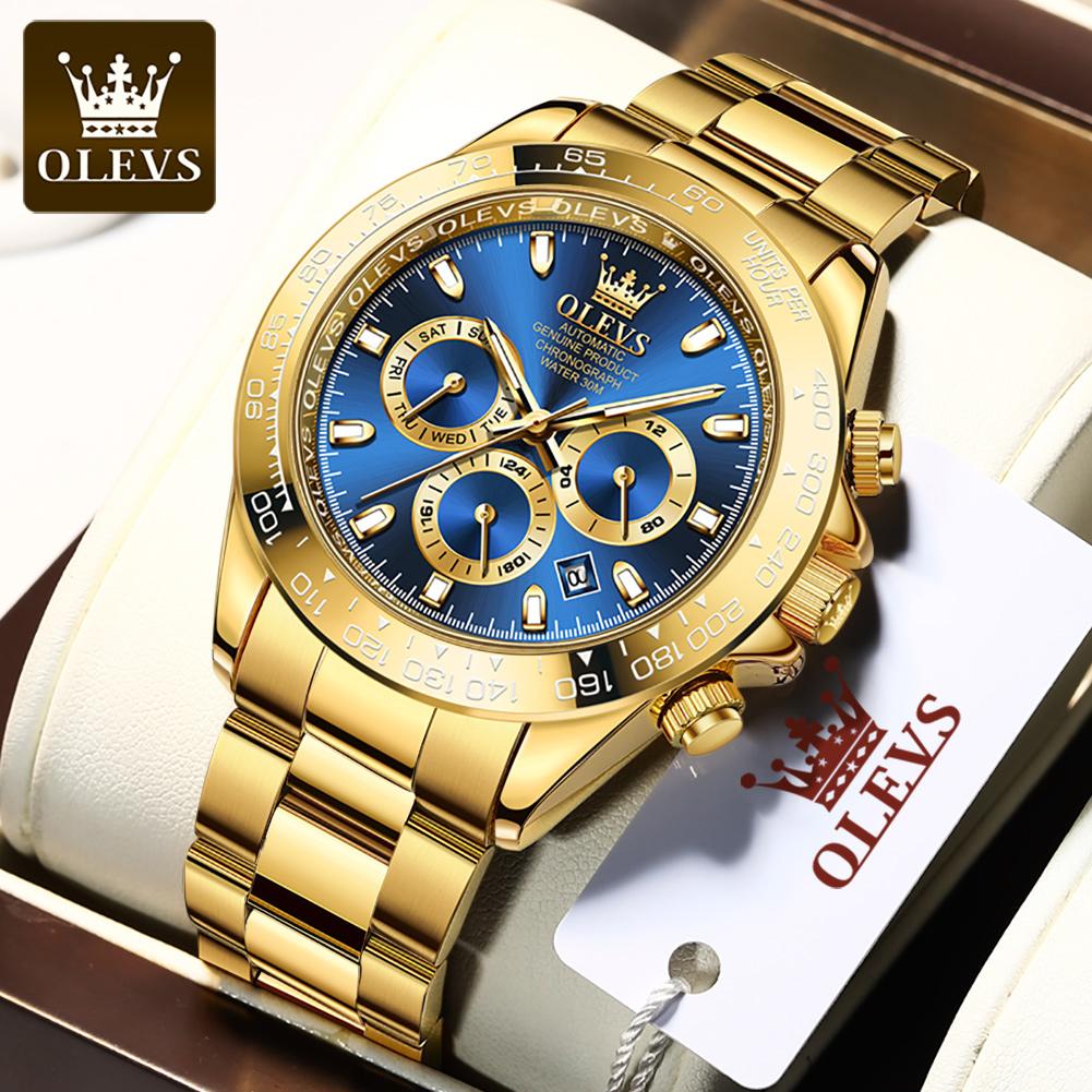 OLEVS New Quality Three-eye Watch Luminous Waterproof Multifunctional Automatic Mechanical Watch for Men