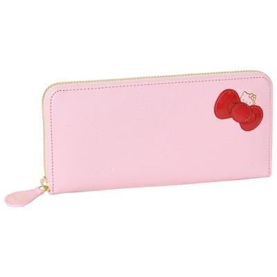 Peněženka Hello Kitty Dlouhá peněženka s kulatým zipem a stuhou 12160 [Hello Kitty] Dámská (Růžový)