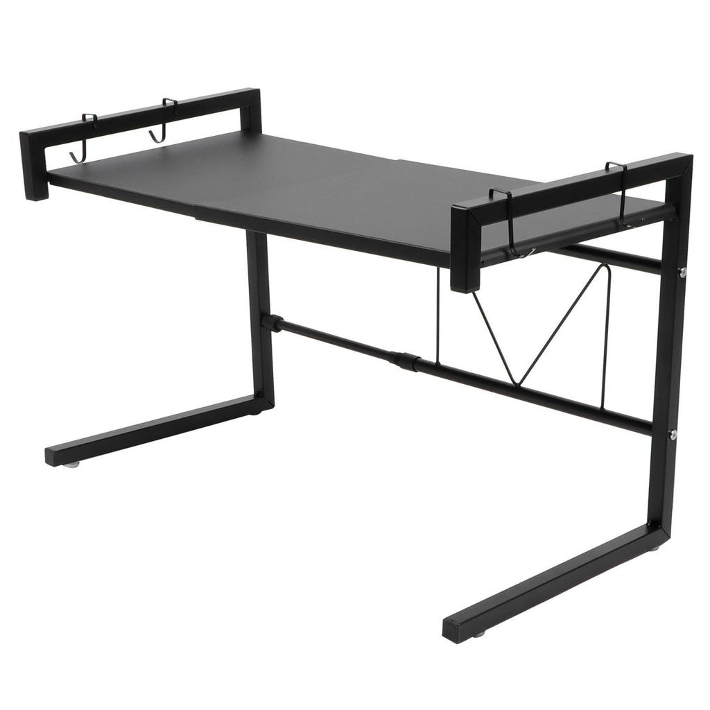 Black Telescopic Microwave Oven Rack Kitchen Storage Shelf Multifunctional Stand for Home