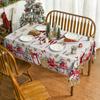 Christmas Poinsettia Gingerbread Tree Waterproof Tablecloth Table Decor Winter Kitchen Dining Tablecloth Christmas Decorations