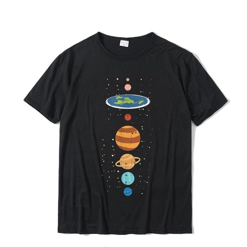 Graphic Flat Earth And Planets Funny Conspiracy Theory Earthers Fashion tshirt Gift T-Shirt Cute Men T Shirt Cotton Tops Tees