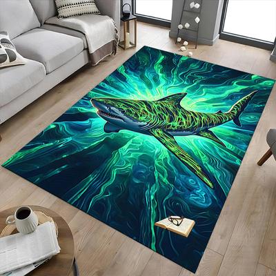 1PC Shark, Ocean Extra Large Non Slip Floor Carpet, Office, Family, Bedroom, Studio Large Area Rug Indoor Rugs, Vibrant Colors