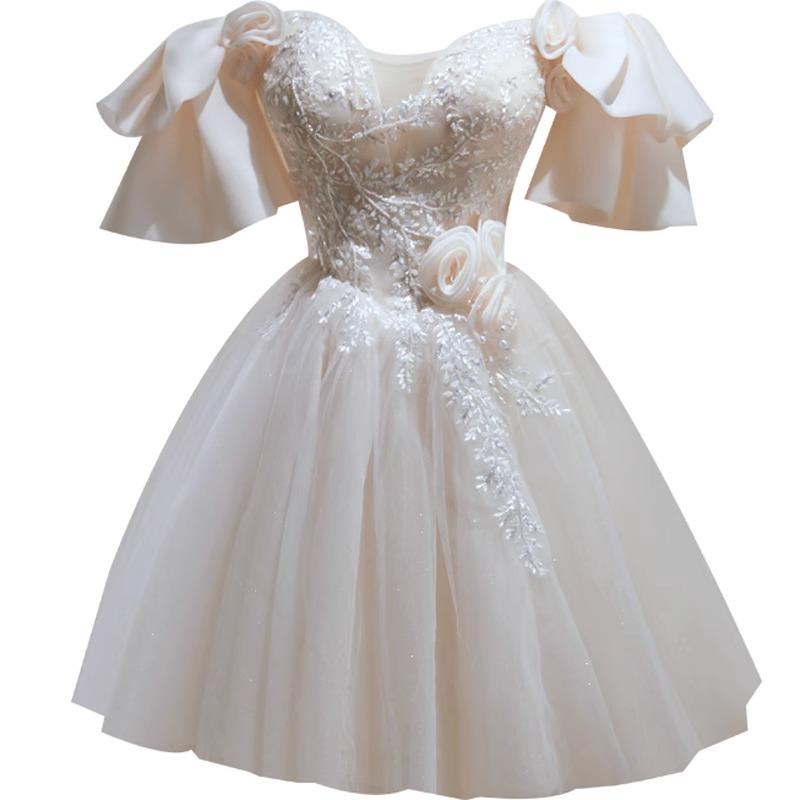 Birthday party dress fairy socialite light luxury high-end short wedding dress sweet princess dress host small man