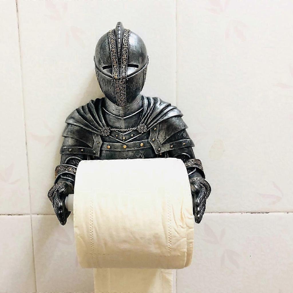 Wall Toilet Paper Holders Medieval Statue Knight Toilet Paper Dispenser Vintage Roll Paper Stand for Bathroom Toilet