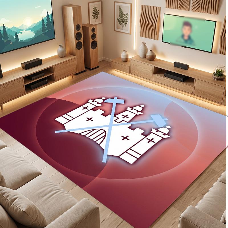 West Ham United Football Print Crystal Velvet Rug, Comfortable Water Absorbent Non Slip Indoor Floor Carpet