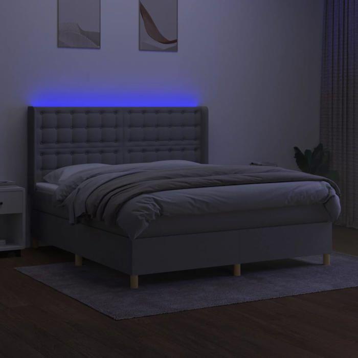 VidaXL Slat Bed Base with Mattress and LED, Upholstered Bed, Double Bed, Adult Bed for Interior Bedroom, 3139213