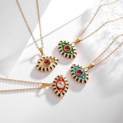 Titanium Steel Color Life Demon Eye Pendant Necklace Evil Eye Eye Ball Necklace Personality