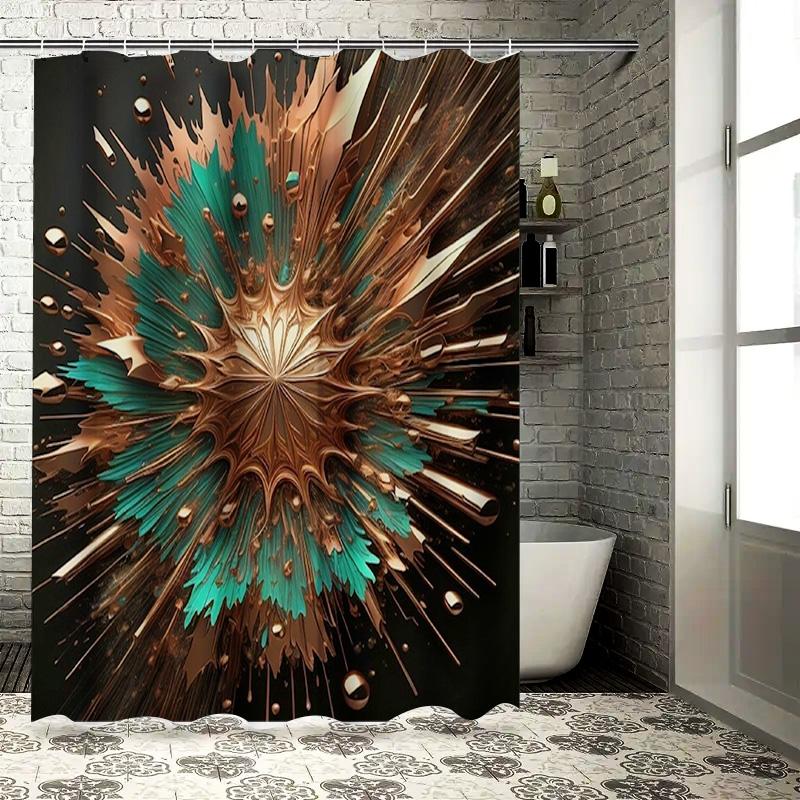 

Luxury Shower Curtain Metallic Blue Green Gold Silver Splash Design Decorative Bath Mat Tiled Waterproof Home Bathroom Accessori W60H190(CM)-1 Pcs