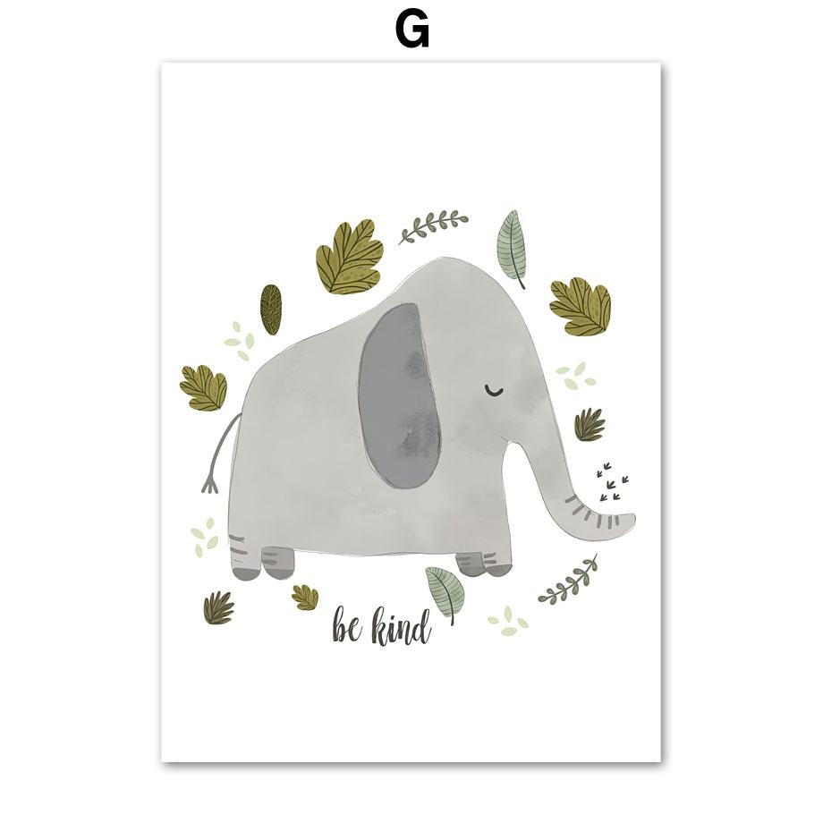 Słoń Lew Zebra Żyrafa Tygrys Dżungla Dekoracja Ściany do Pokoju Dziecka Plakat Płótno Plakat Nordycki Wystrój Scandi Obrazy Pokój Dziecięcy