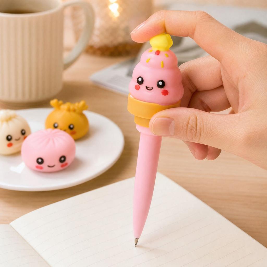 Rotating Pen Creative Toy Set with Christmas Bun Design, Gift Prop Combo