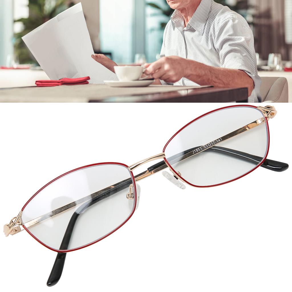 Red Frame Elderly Presbyopic Glasses Portable Blue Light Blocking Bifocal Reading Glasses(+150 )