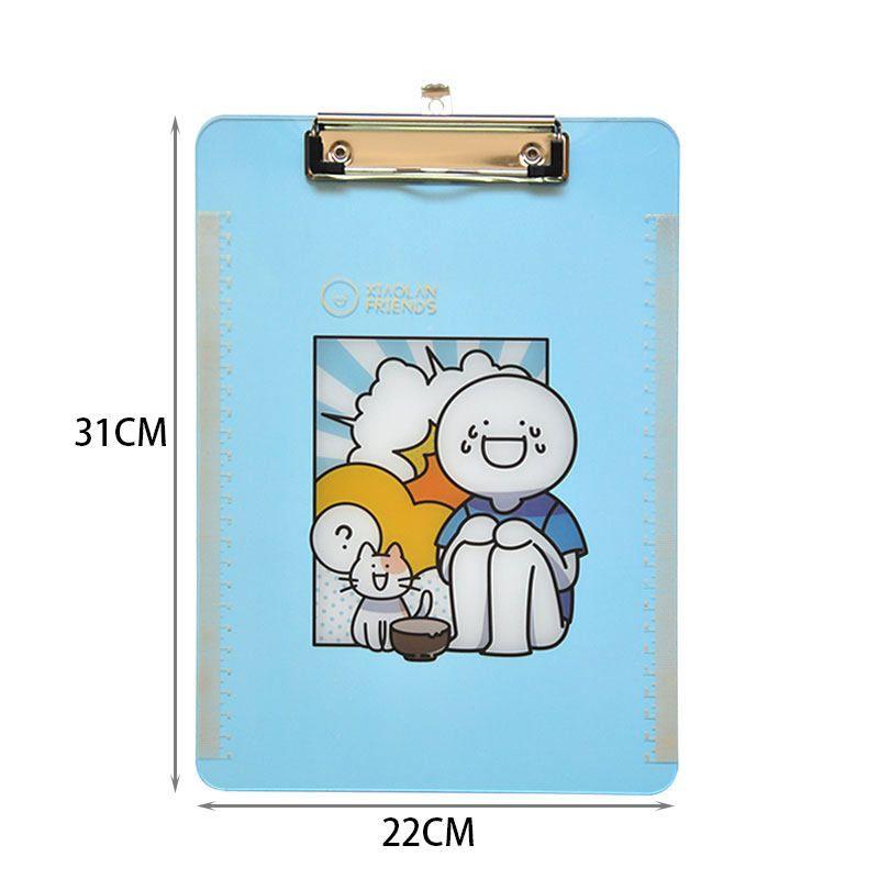 

A4 Cartoon Writing Pad Books Plate Holder Student Medical Records Examination Paper Materials Document Folder K-style Cute Transparent Stationery Blue Dry Rice Man(Little Blue Classmate)
