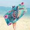 Custom Sea Turtle Beach Towel Personalized Name Tropical Flower Microfiber Bath Towels Soft Quick Dry Pool Lounger All Season