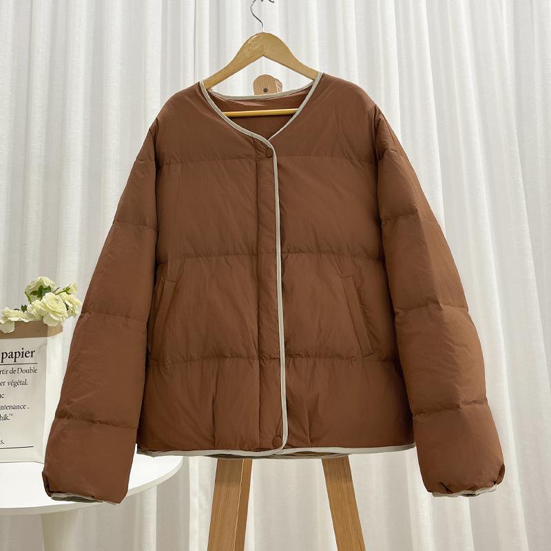 Zero pressure light down jacket women's short models New Year's models Small V-neck small fragrant style Thickened coat tide in autumn and winter
