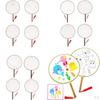 1 piece Ancient Handheld Fan Round Paddle Mandarin Handle with Fabric, Blank Patterns