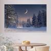 2D Plane 1 Piece of Winter Night Moonlight Snow Forest Background Fabric Suitable for Parties and Birthdays