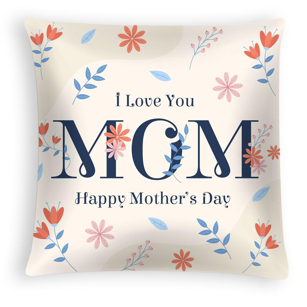 New Mother's Day Pillow Cover, Peach Skin Velvet Cushion Cover, Heart-shaped Letter Sofa Cushion Cover for Home Use