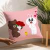 B-Brown And C-CONY Pillow Case Plush Fabric Soft  Pillowcase Double Sided Print Cushion Cover Household Gifts