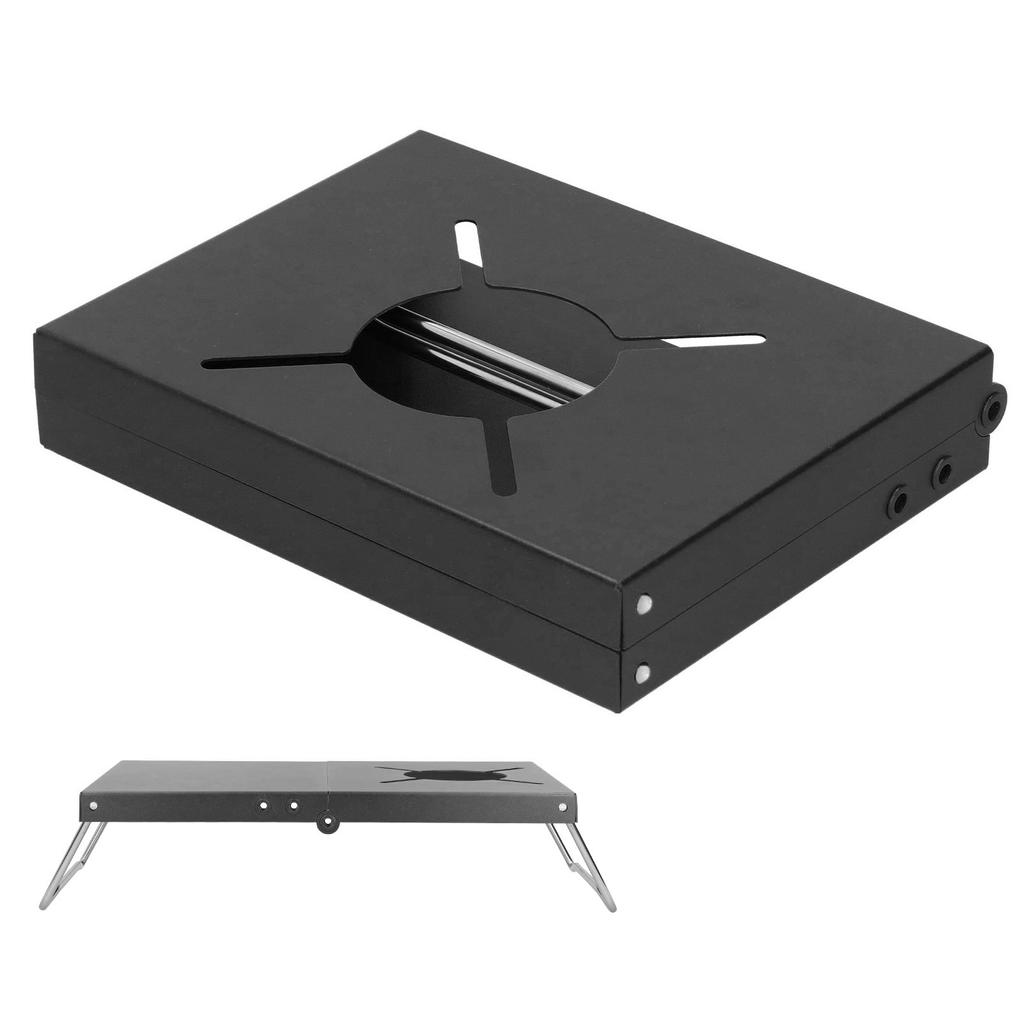 Outdoor Winddichter Kocherständer Edelstahl Campingkocher Faltbarer Halter TischSchwarz