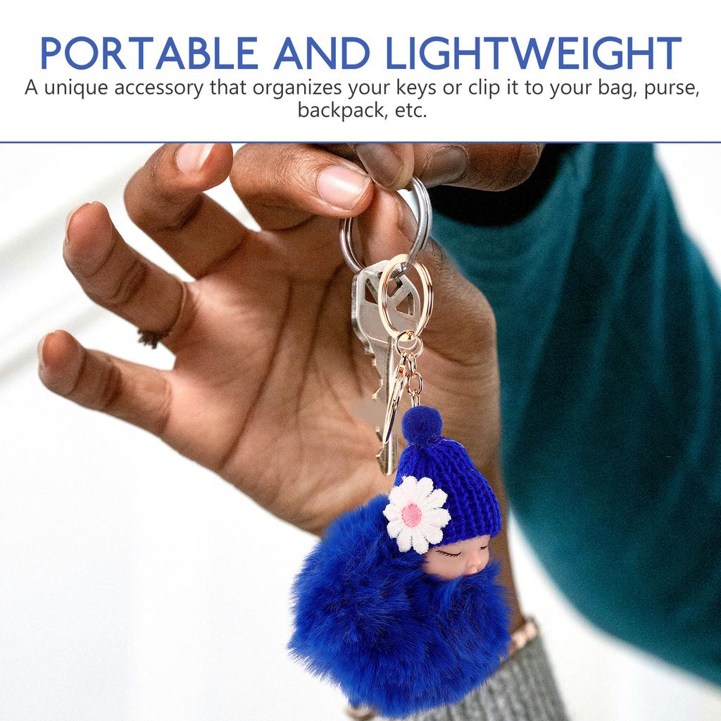 Stuffed Chain Soft Key Ring Ring For Handbag Key Chain Pompom Keychain Car Decor Royal Blue Stuffed Pendant
