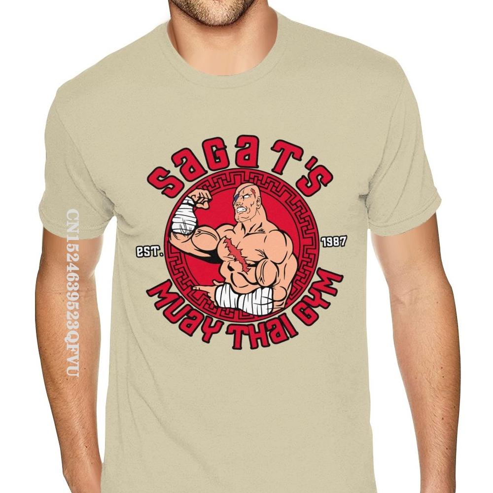 80s Sagat Muay Thai Gym Shirt Oversized Anime Tshirt Men HipHop Print Cotton Male's Harajuku Black T-Shirts Camisa Streetwear