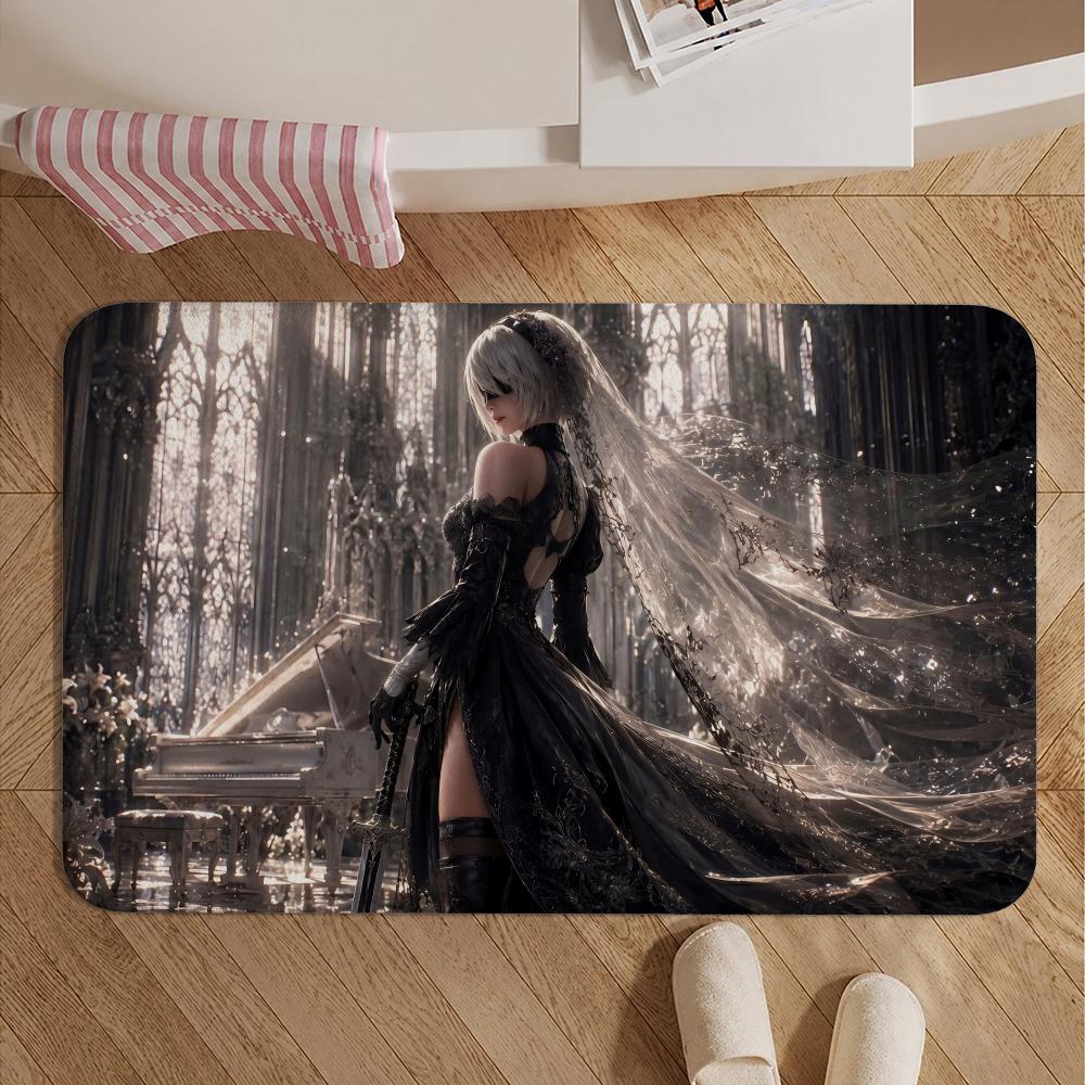Game-NieR AutomataS Floor Mat Soft Non-Slip Bath Mat, Bedside Carpet, Absorbent Doormat for Home