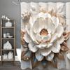 White Flower Shower Curtain, Light Embossed Floral Bathroom Decorative Shower Curtain, Waterproof Shower Curtain with Hooks