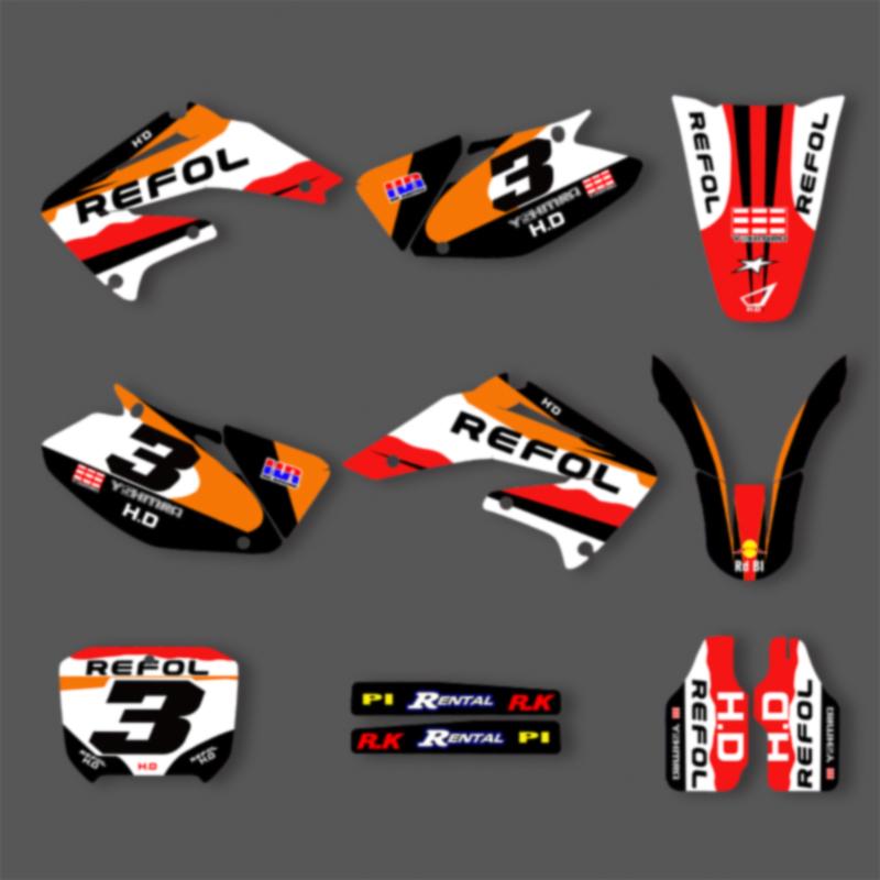 PowerZone Custom Team Graphics Backgrounds Decals Stickers Kits For HONDA 2002 2003 2004 CRF450R Custom Name Number Rider ID