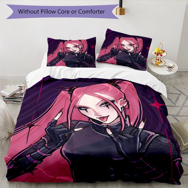 3pcs KPop Demon Hunters MIRA1 Design Cover Set - HD Printed Bedding with 1 Cover and 2 Pillowcases - Perfect for Home and Dorm Decor