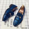Fashion New Men Dress Leather Shoes For Male Luxury British Gold Blue National Pattern Oxfords Classic Gentleman Wedding Prom Footwear