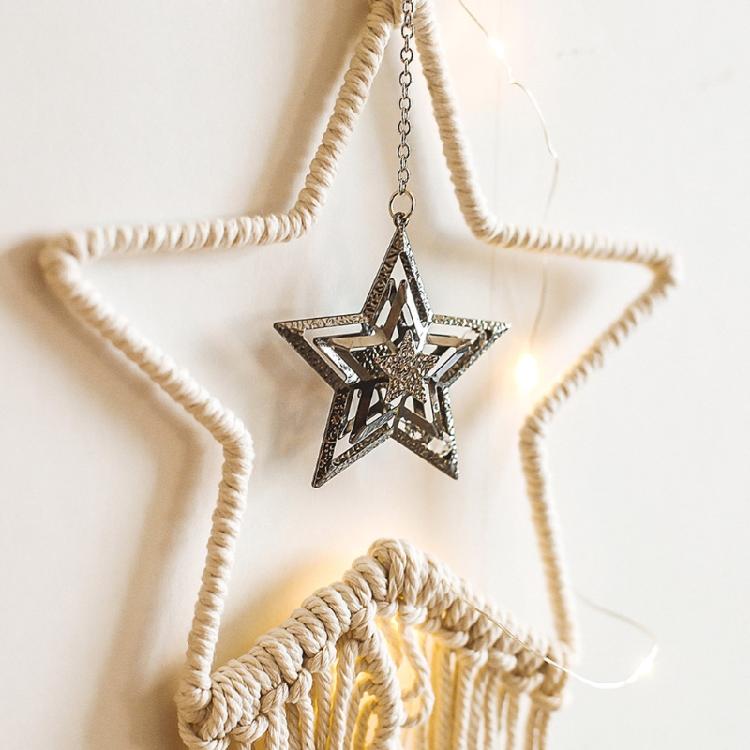Cattura Sogni Fatto a Mano Anello Metallico Macramè Stella Cerchio Cornice Cattura Sogni Cerchio